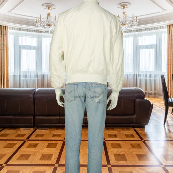 Vintage Members Only Cafe Racer Biker Mod Bomber Windbreaker White Jacket M - Picture 4 of 8